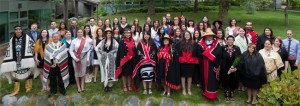 Aboriginal graduates gather at the UBC First Nations Longhouse for the First Nations House of Learning Graduation Celebration
Photo Credit: Don Erhardt