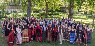 Participating students at UBC's Indigenous Graduation Celebration Spring 2023. Photo supplied by the First Nations House of Learning.